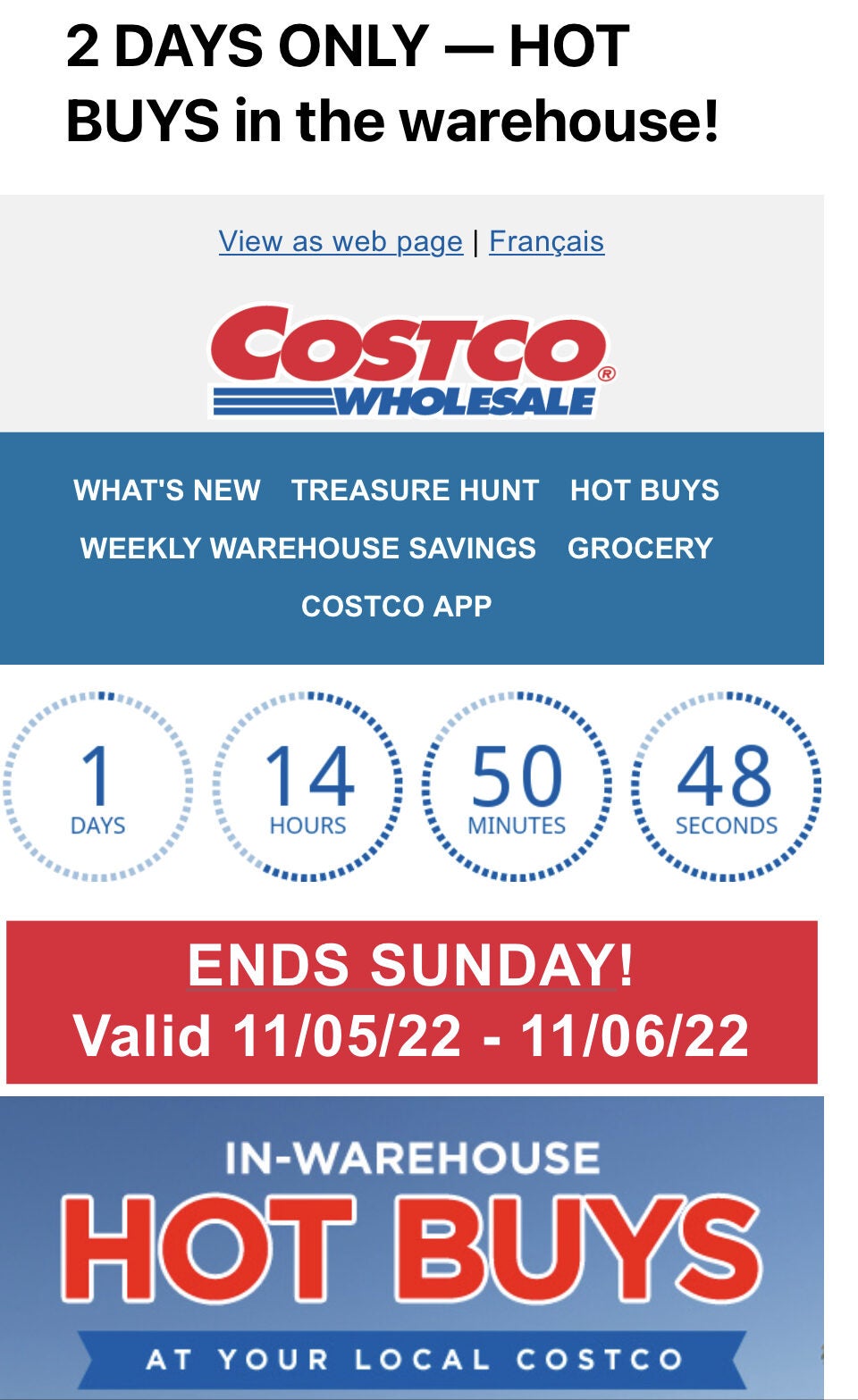 [Costco] 2 DAYS ONLY — HOT BUYS in the warehouse! Nov 56