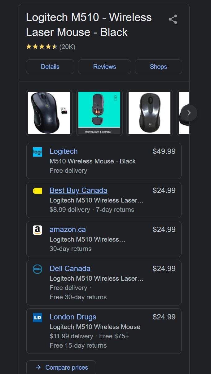Amazon.ca] Logitech M510 Wireless Laser Mouse $24.99 ATL