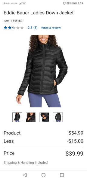 Eddie bauer costco down on sale jacket