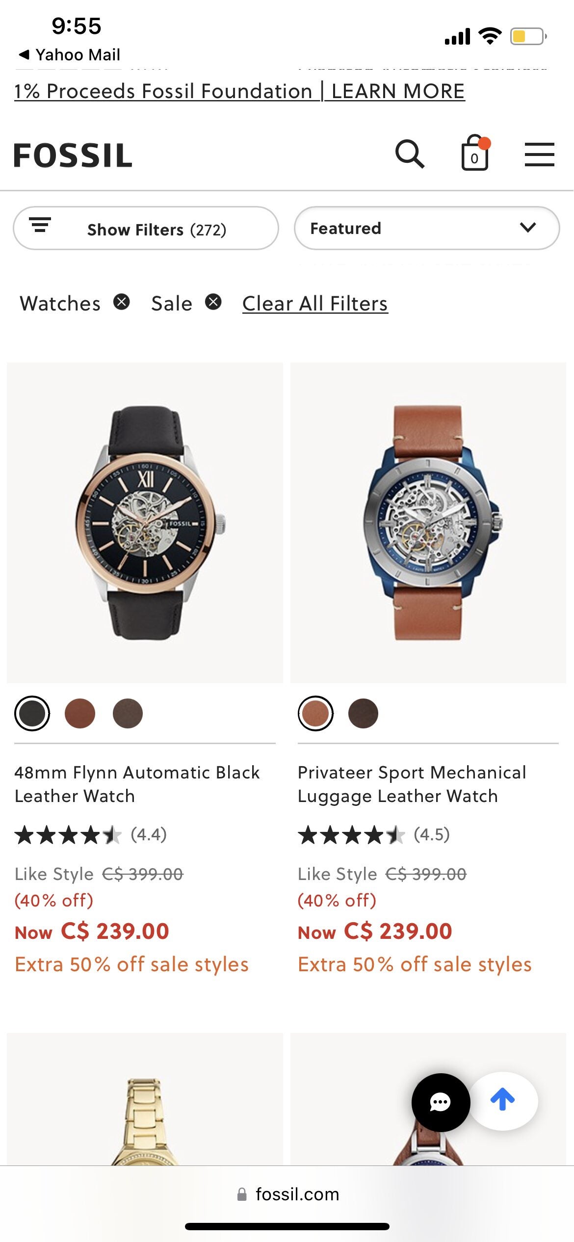 Fossil outlet black 2025 friday deals