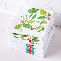 8 Pc Homestyle Christmas Cotton Dish Cloths Set