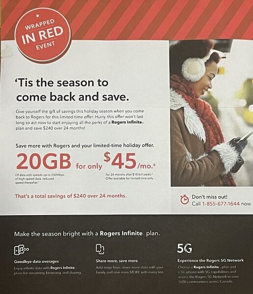 [Rogers] [Targeted] [winback] 20Gb for $45 per month for 24 months ...