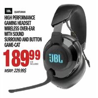JBL High Performance Gaming Headset Wireless Over-Ear With Sound Surround And Button Game-Cat 