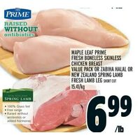 Maple Leaf Prime Fresh Boneless Skinless Chicken Breast Or Zabiha Halal Or New Zealand Spring Lamb Fresh Lamb Leg