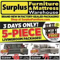 Surplus Furniture - 5-Piece Living Room Packages (Barrie/Owen Sound - ON) Flyer