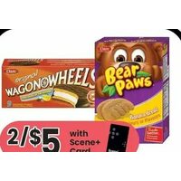 Dare Bear Paws Cookies, Viva Puffs or Wagon Wheels 