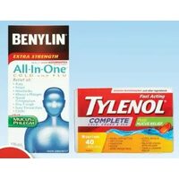 Benylin All-in-One, Tylenol Complete Caplets or Liquid