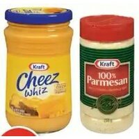 Kraft Cheez Whiz or 100% Parmesan Grated Cheese