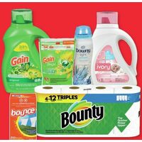 Gain Liquid Laundry Detergent Or Flings, Downy Light Or Unstopables Or Fabric Softener, Ivory Snow Newborn Detergent, Bounce Sheets Or Bounty Paper Towels