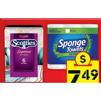 Sponge Towels Ultra or Scotties Facial Tissue