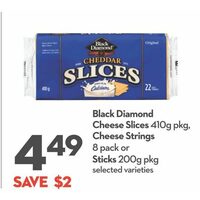 Black Diamond Cheese Slices, Cheese Strings Or Sticks 