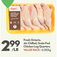 Fresh Ontario, Air-Chilled, Grain-Fed Chicken Leg Quarters