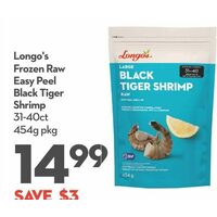 Longo's Raw Easy Peel Black Tiger Shrimp