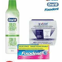 Fixodent Denture Adhesive Cream, Crest 3dwhite 2-Step System Or Oral-B Special Care Oral Rinse