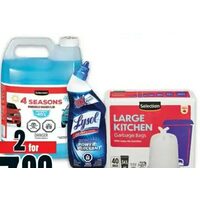 Lysol Cleaners, Selection Garbage Bags or Windshield Washer Fluid 