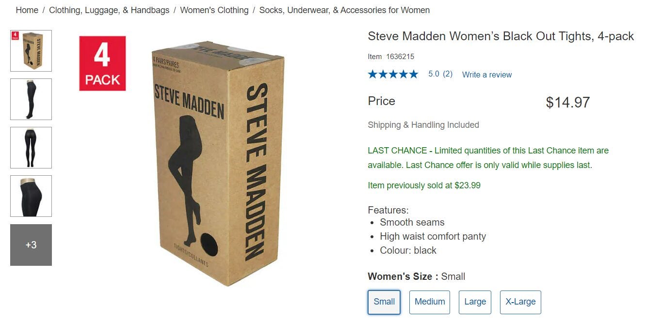 Costco] Steve Madden Women's Black Out Tights, 4-pack, $14.97. Free  Shipping. - RedFlagDeals.com Forums