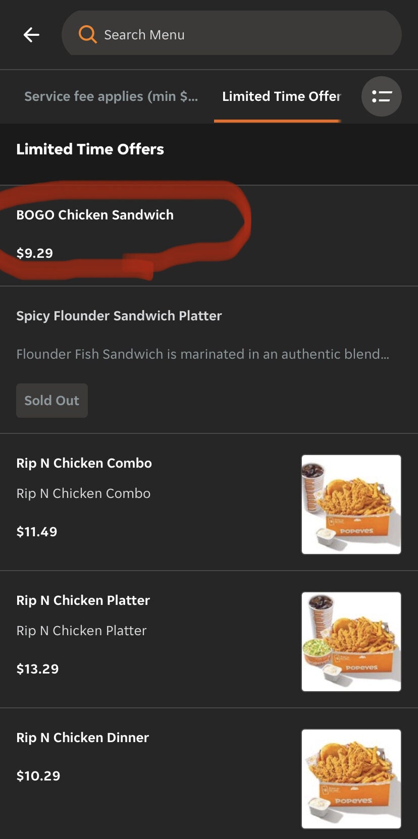 [Popeyes] BOGO Chicken Sandwiches on SkipTheDishes