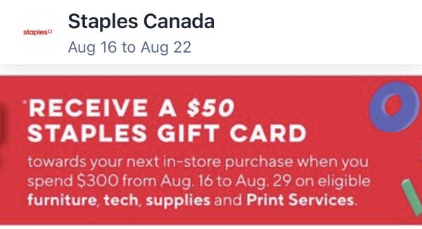 [Staples] Today Only! Double Stacked HOT: Buy $300 Happy Student GC ...