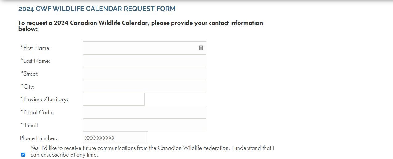 [Canadian Wildlife Federation] Free CWF 2024 Calendar RedFlagDeals