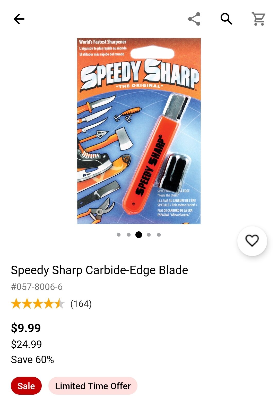 The Original Speedy Sharp Carbide Sharpener, Knife Sharpener, red