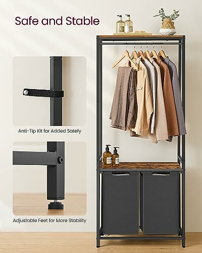[Amazon.ca] VASAGLE Clothes Rack, 2-Section Laundry Hamper, 2 x 12.1 ...