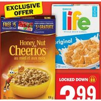 General Mills Honey Nut Cheerios, Quaker Life Cereal