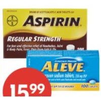 Aspirin Tablets, Alevex Roll-on or Aleve Pain Relief Products