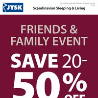 JYSK - Weekly Deals - Friends & Family Event Flyer