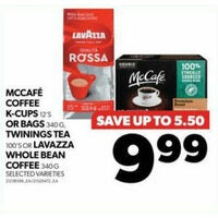 Mccafe Coffee K-Cups or Bags, Twinings Tea or Lavazza Whole Bean Coffee