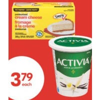 Danone Activia Yogurt or No Name Cream Cheese