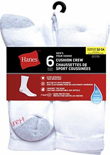 Hanes Men's Cushion Ankle Socks ( Size 12-14, 6-Pack)