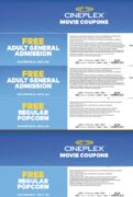 Cineplex $30 gift card gets free admission and popcorn before april 30th, BUT when you receive coupons its 2 of each!
