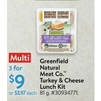 Greenfield Natural Meat Co. Turkey & Cheese Lunch Kit