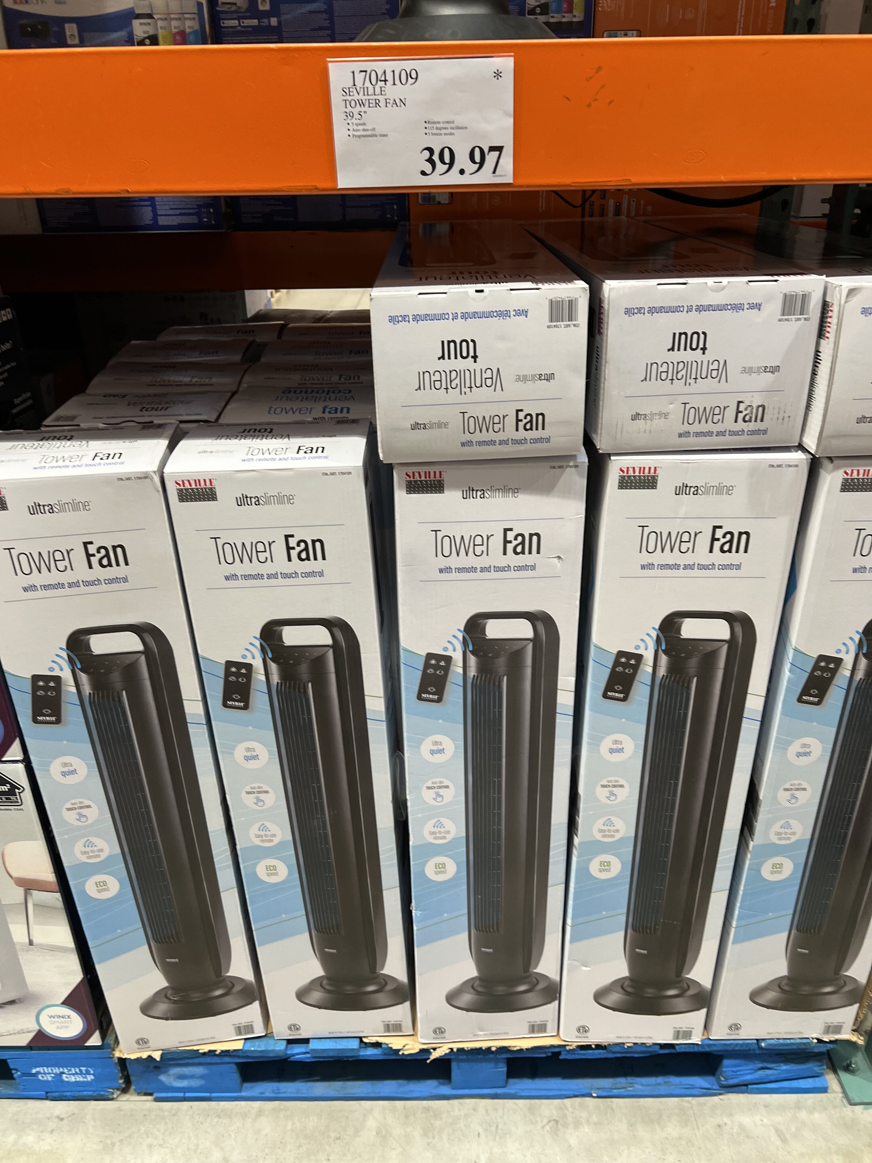 [Costco] Costco YMMV $39.97 Seville Oscillating Black Tower Fan with ...
