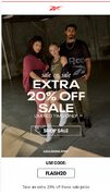 Rebook extra 20% off sale