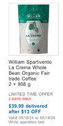 William Spartivento Coffee 2 x 2lb $39.99 after $13 OFF