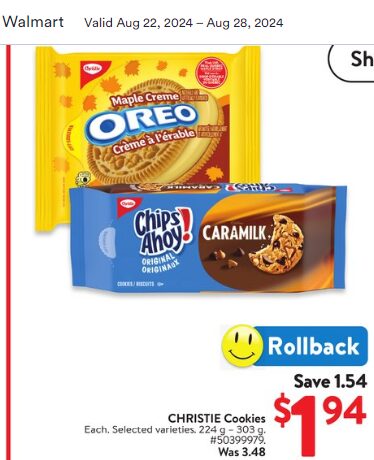 [Walmart] Christie Cookies 224-303g or RITZ Crackers 175-200g $0.94 ...