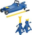 POWERFIST 2 Ton Low-Profile Trolley Jack and Two Stands $70