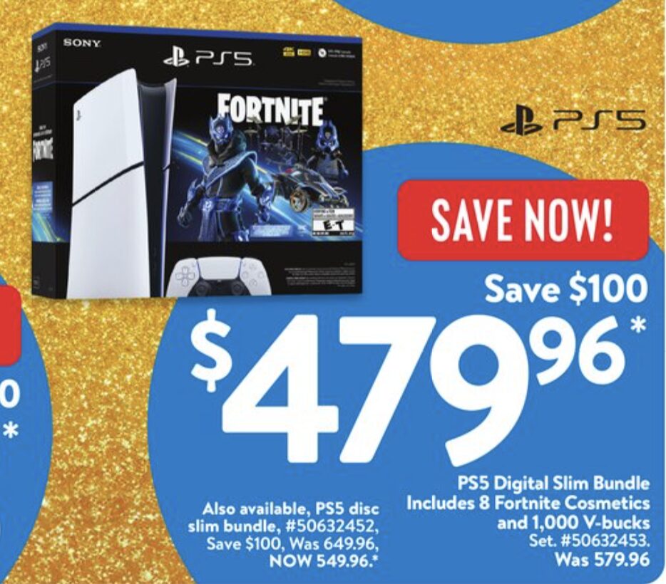 [Walmart] [Black Friday] PS5 Slim Digital Fortnite Bundle 479 (Starts Nov. 20 9pm ET