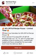 50% off - Full Recipe Pizzas (Jan 9-15)