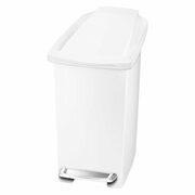 simplehuman 10 Liter / 2.6 Gallon Compact Slim Bathroom or Office Step Trash Can, White Plastic - $34.99