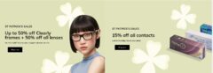 Up to 50% off Clearly frames + 50% off all lenses 15% off contacts