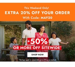 Stackable Discount Code : Get an extra 20% off your order with code : MAY20