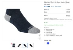 Skechers Men’s No Show Socks, 12-pair - $9.99 (REG $17.99)