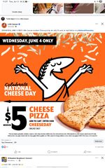 Nationwide- June 4. $5 med cheese pizza @ Little Caesars