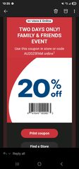 Friends and family sale. 20% off - Monday & Tuesday - Aug11/12