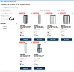 Various Craftsman Sockets $1.00 (Reg $5 to $8.50) (Instore Pickup - No Free Delivery)