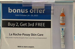 20% off La Roche-Posay products + buy 2 get 3rd free