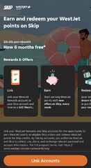 6 Month of free SKIP+ when you link your WestJet account
