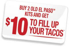 Free $10 Grocery gift card when you buy 2 of participating Old El Paso dinner kits (money making)